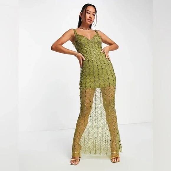 ASOS Dresses & Skirts - ASOS NWT $159 Embellished Beaded Maxi Dress Low Back Size 0